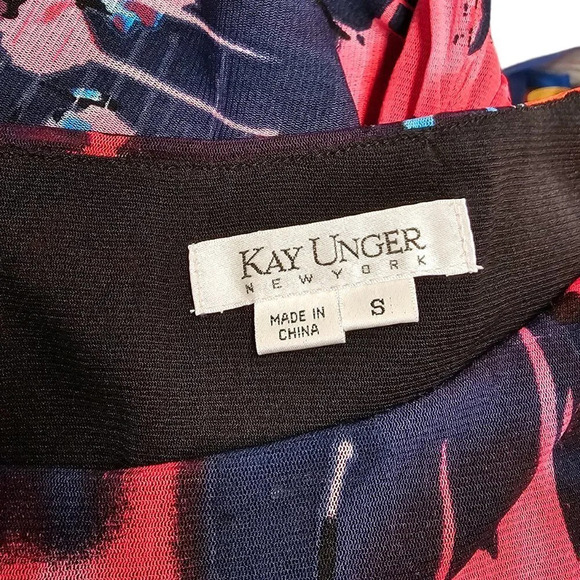 Kay Unger New York Womens Nylon Ruched Abstract Midi Dress Size  Small - Picture 3 of 10